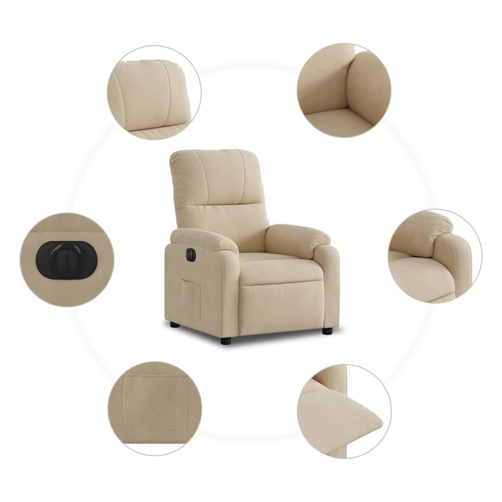 Poltrona reclinável elétrica tecido de microfibra cor creme - Image 10