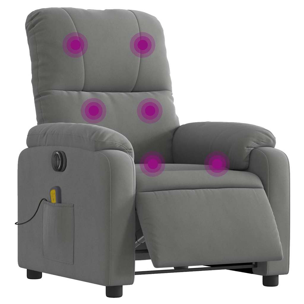 Poltrona massagens reclinável elétrica microfibra cinza-escuro - Image 2