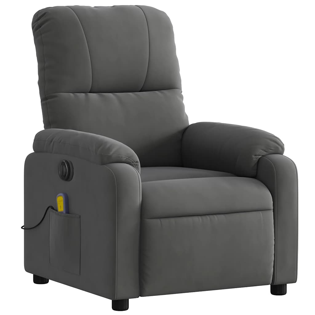 Poltrona massagens reclinável elétrica microfibra cinza-escuro - Image 3