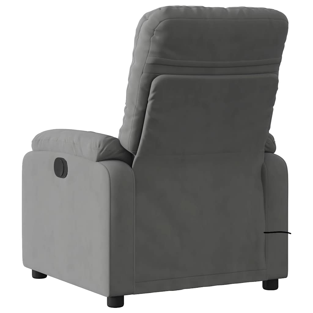 Poltrona massagens reclinável elétrica microfibra cinza-escuro - Image 4