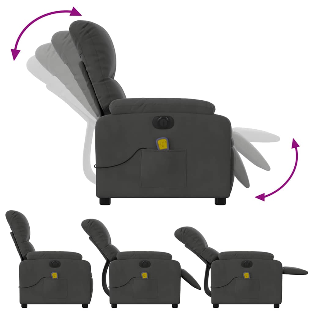Poltrona massagens reclinável elétrica microfibra cinza-escuro - Image 6