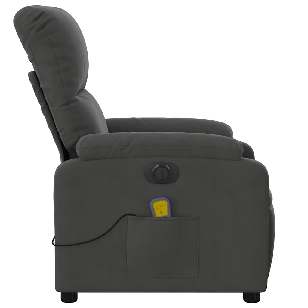 Poltrona massagens reclinável elétrica microfibra cinza-escuro - Image 9