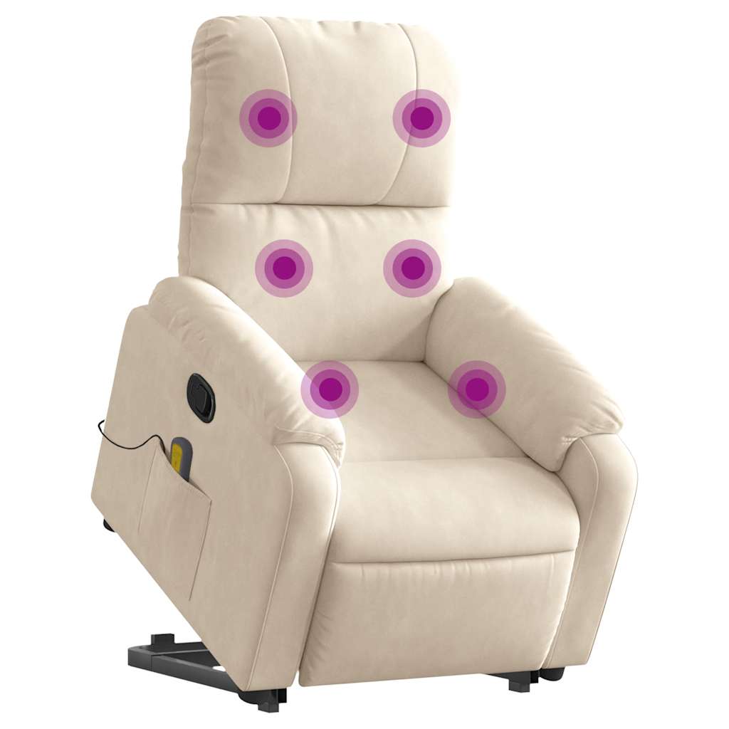 Poltrona de massagens reclinável elevatória microfibra bege - Image 2