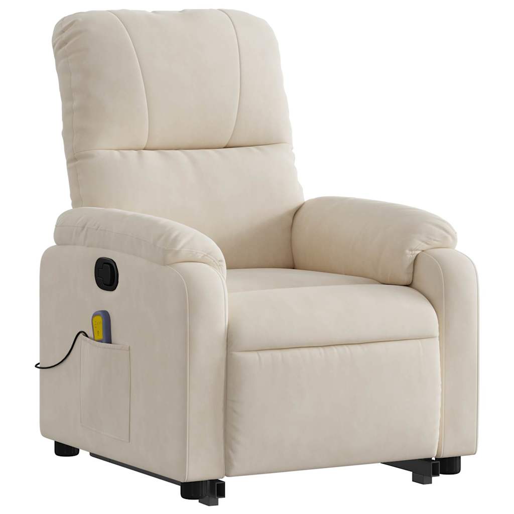 Poltrona de massagens reclinável elevatória microfibra bege - Image 3