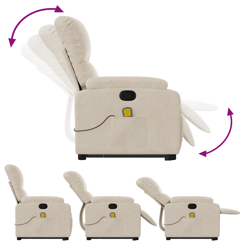 Poltrona de massagens reclinável elevatória microfibra bege - Image 6