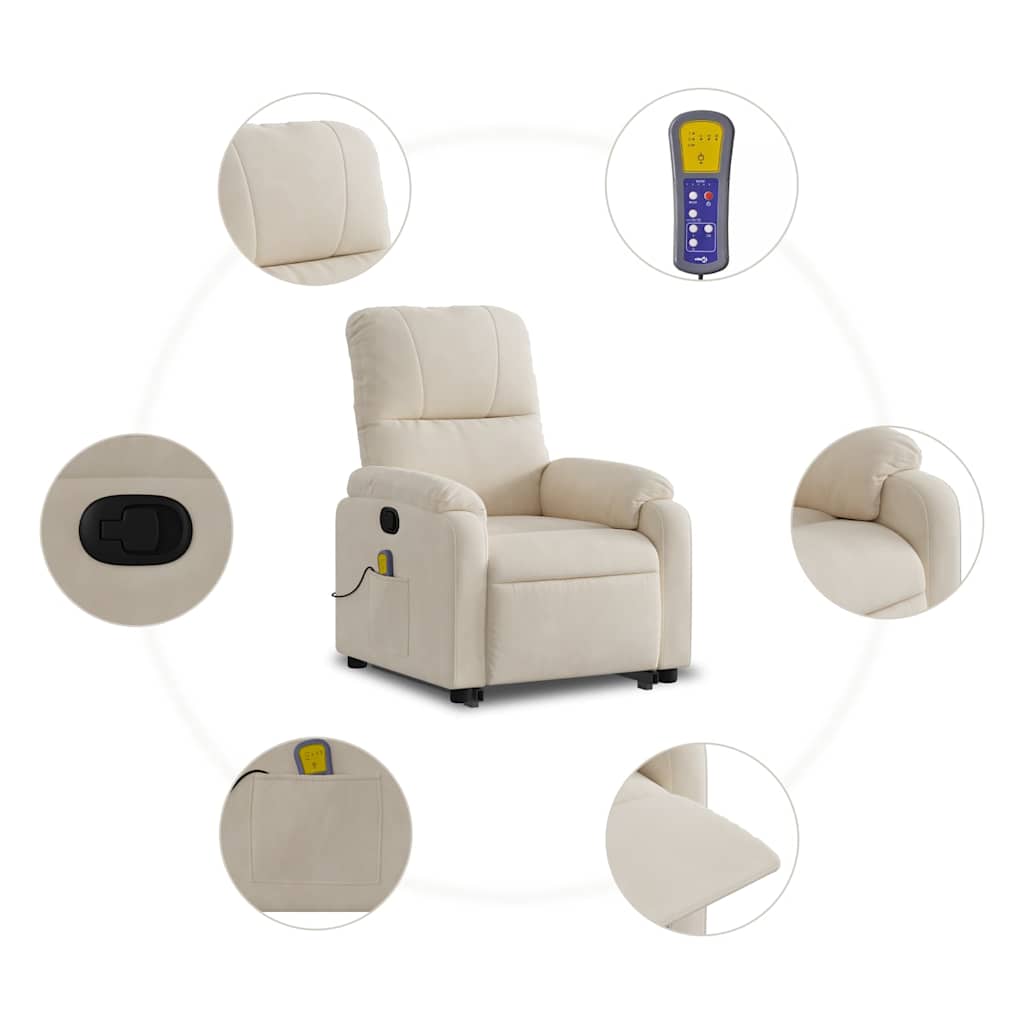 Poltrona de massagens reclinável elevatória microfibra bege - Image 7