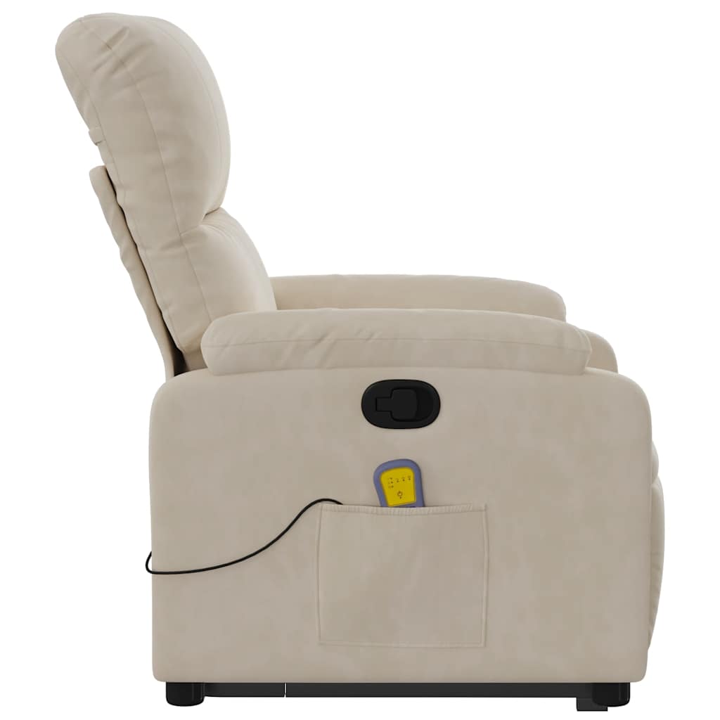 Poltrona de massagens reclinável elevatória microfibra bege - Image 9