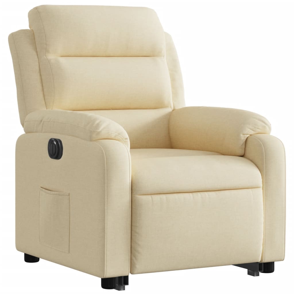 Poltrona reclinável elevatória elétrica tecido cor creme - Image 3
