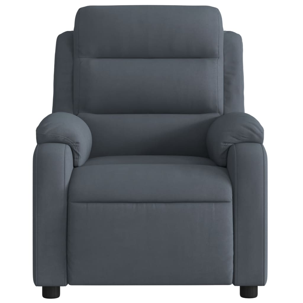 Poltrona de massagens reclinável elétrica veludo cinza-escuro - Image 7
