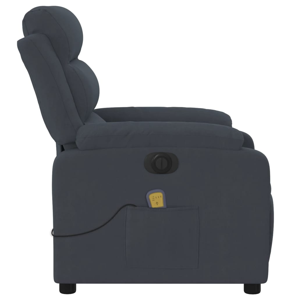 Poltrona de massagens reclinável elétrica veludo cinza-escuro - Image 8