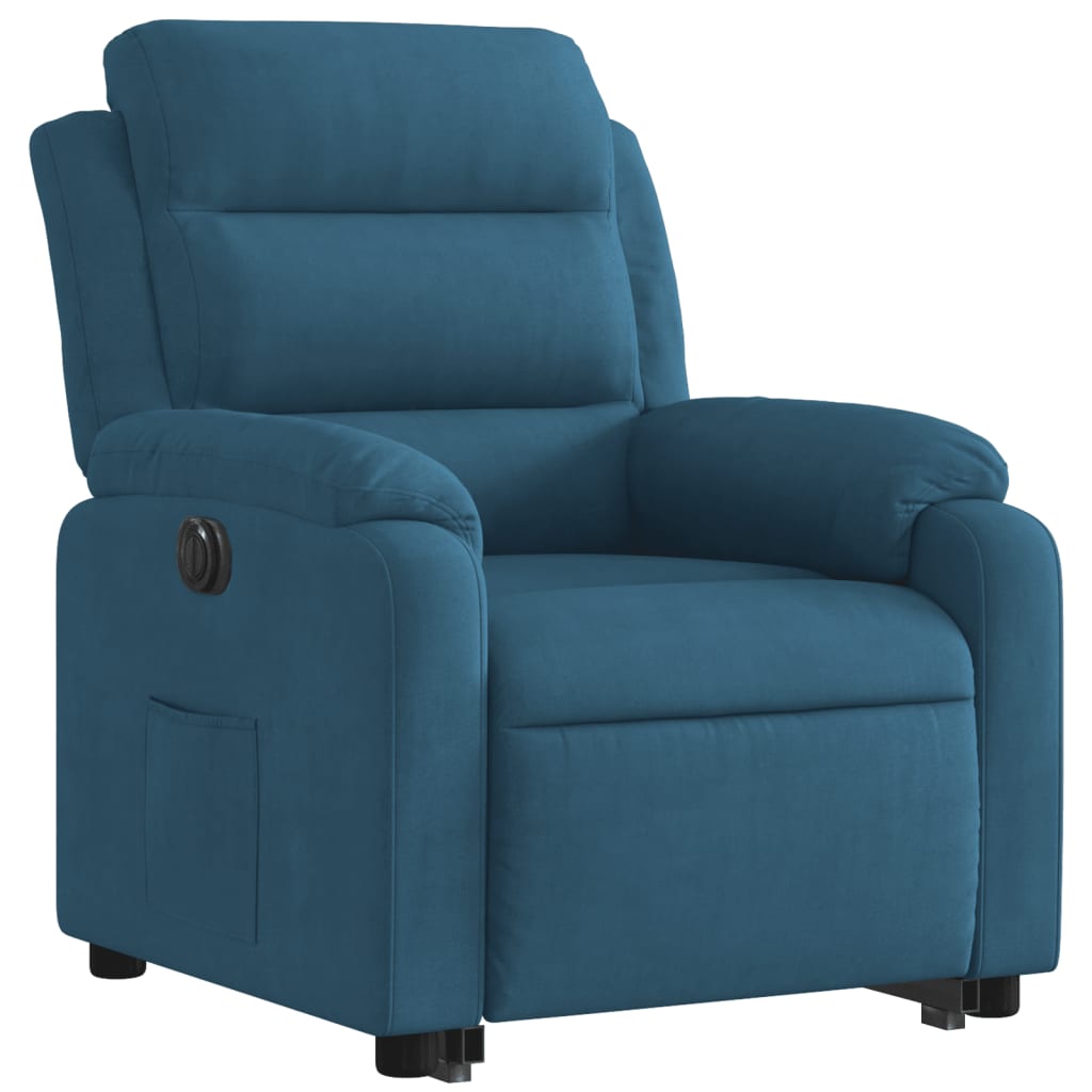 Poltrona reclinável elevatória elétrica veludo azul - Image 3