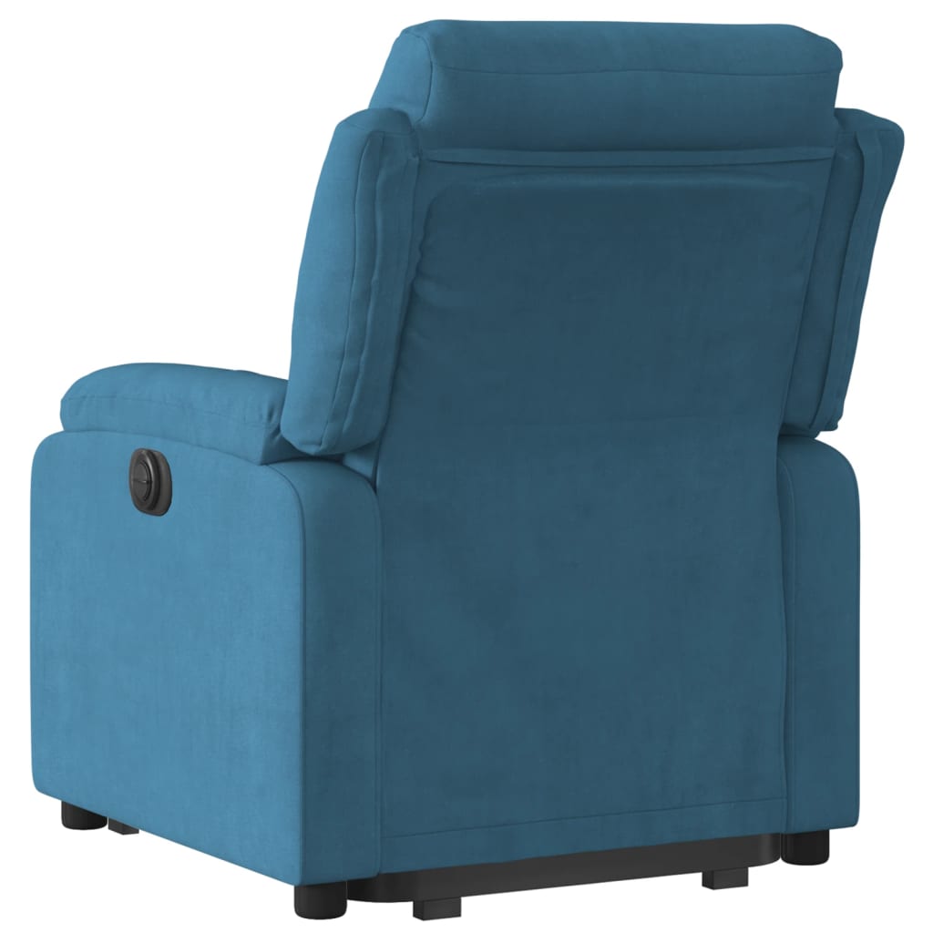 Poltrona reclinável elevatória elétrica veludo azul - Image 4