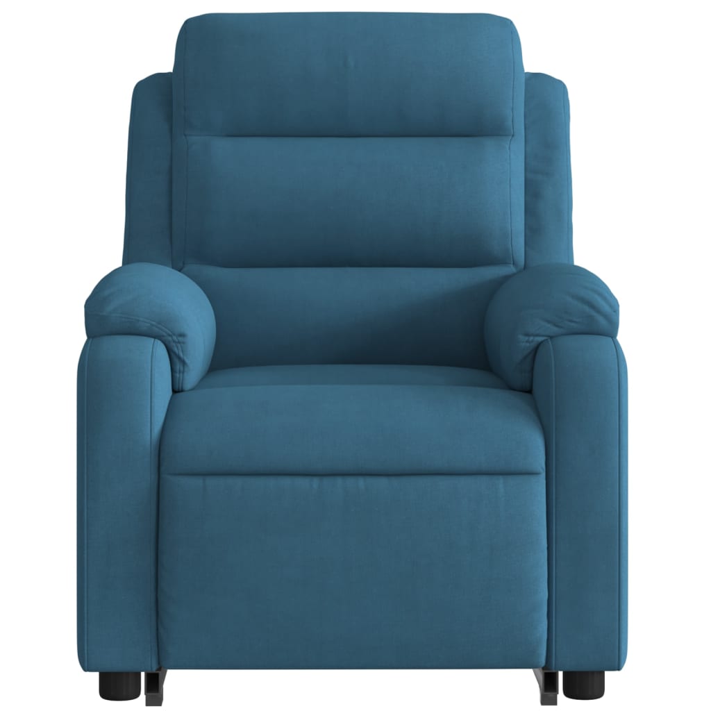 Poltrona reclinável elevatória elétrica veludo azul - Image 8