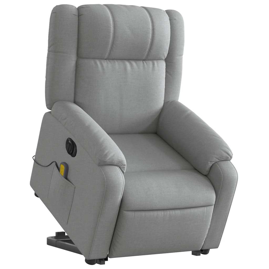 Poltrona elétrica reclinável massagens tecido cinzento-claro - Image 2