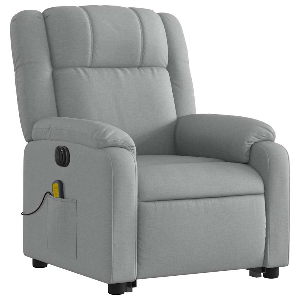 Poltrona elétrica reclinável massagens tecido cinzento-claro - Image 3