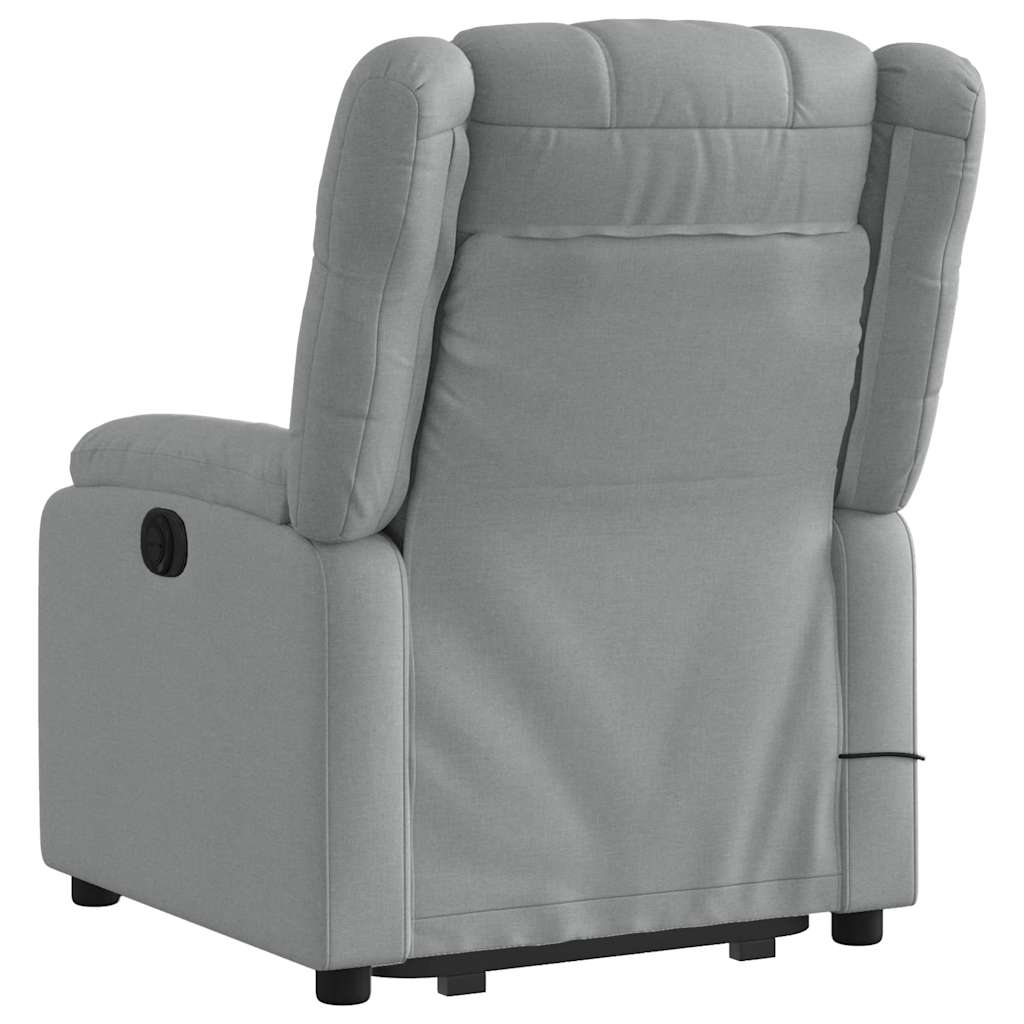 Poltrona elétrica reclinável massagens tecido cinzento-claro - Image 4