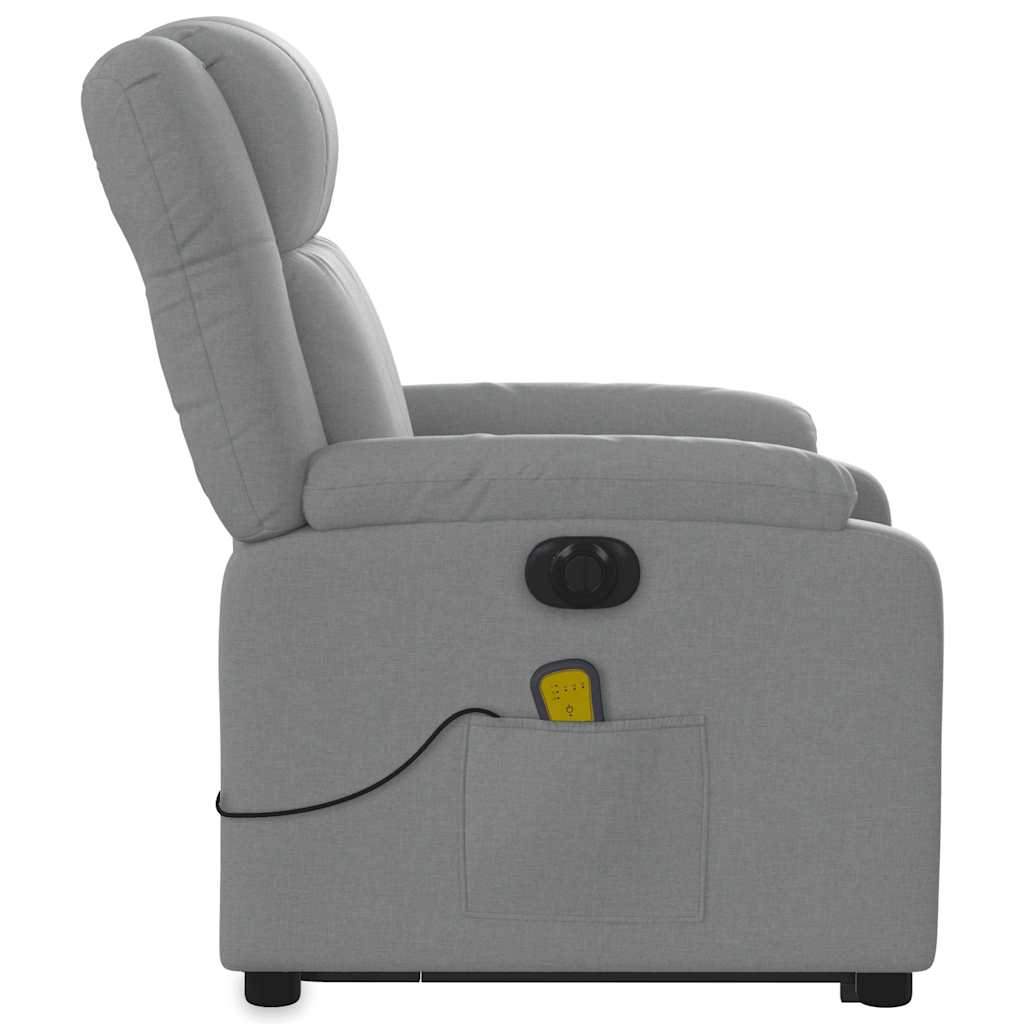 Poltrona elétrica reclinável massagens tecido cinzento-claro - Image 9