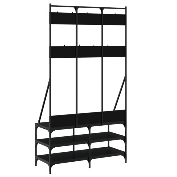 Bengaleiro c/ arrumação de calçado 100x40x184 cm preto - Image 5