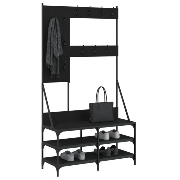 Bengaleiro c/ arrumação de calçado 100x40x184 cm preto - Image 2