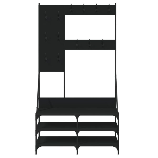 Bengaleiro c/ arrumação de calçado 100x40x184 cm preto - Image 3