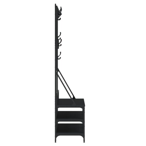 Bengaleiro c/ arrumação de calçado 100x40x184 cm preto - Image 4