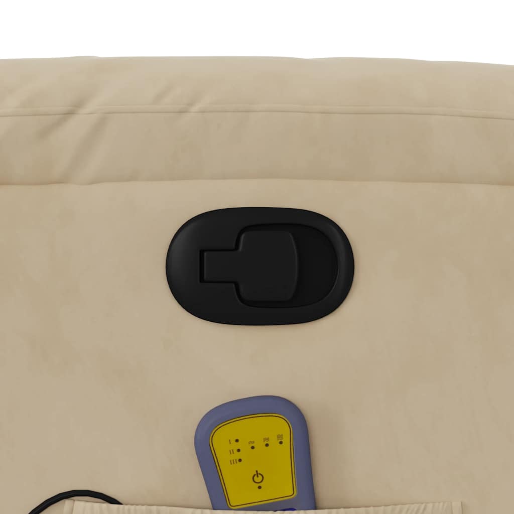 Poltrona de massagens reclinável tecido de microfibra creme - Image 9