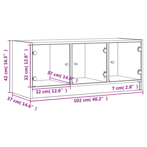 Móvel de TV c/ portas de vidro 102x37x42 cm branco - Image 11