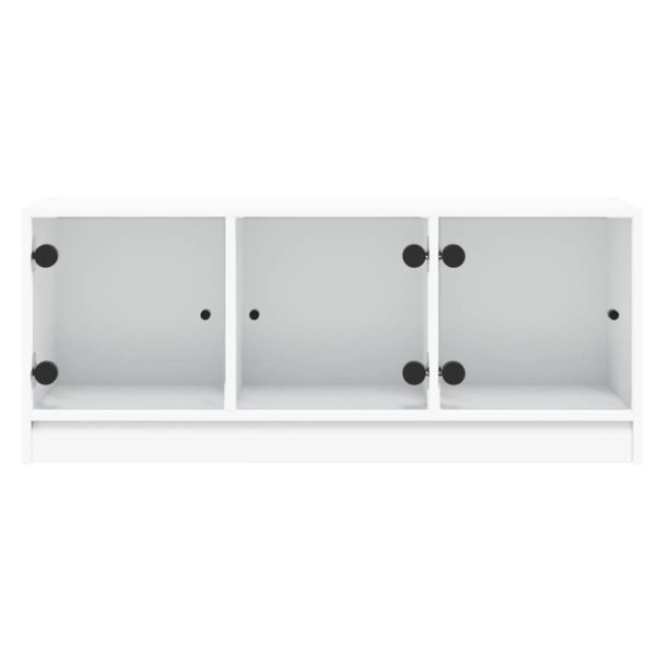 Móvel de TV c/ portas de vidro 102x37x42 cm branco - Image 5