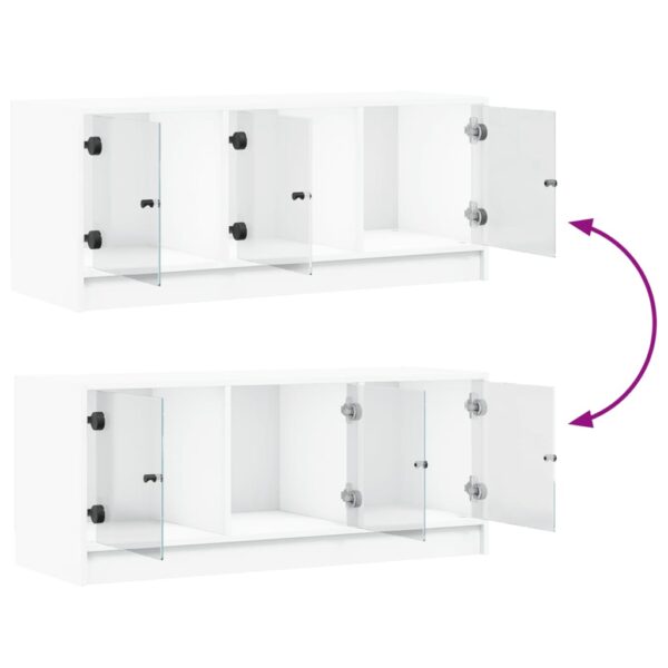 Móvel de TV c/ portas de vidro 102x37x42 cm branco - Image 8