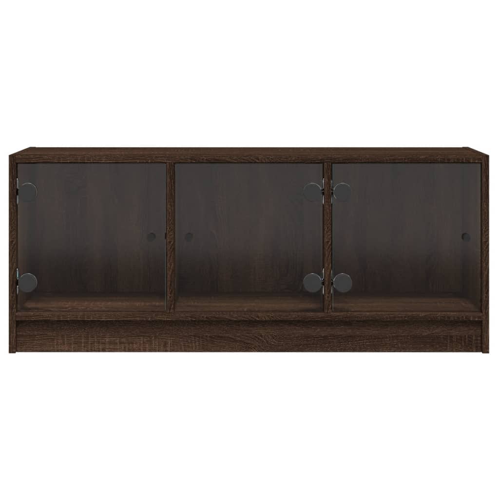 Móvel de TV c/ portas de vidro 102x37x42 cm carvalho castanho - Image 5