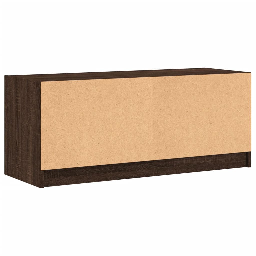 Móvel de TV c/ portas de vidro 102x37x42 cm carvalho castanho - Image 7