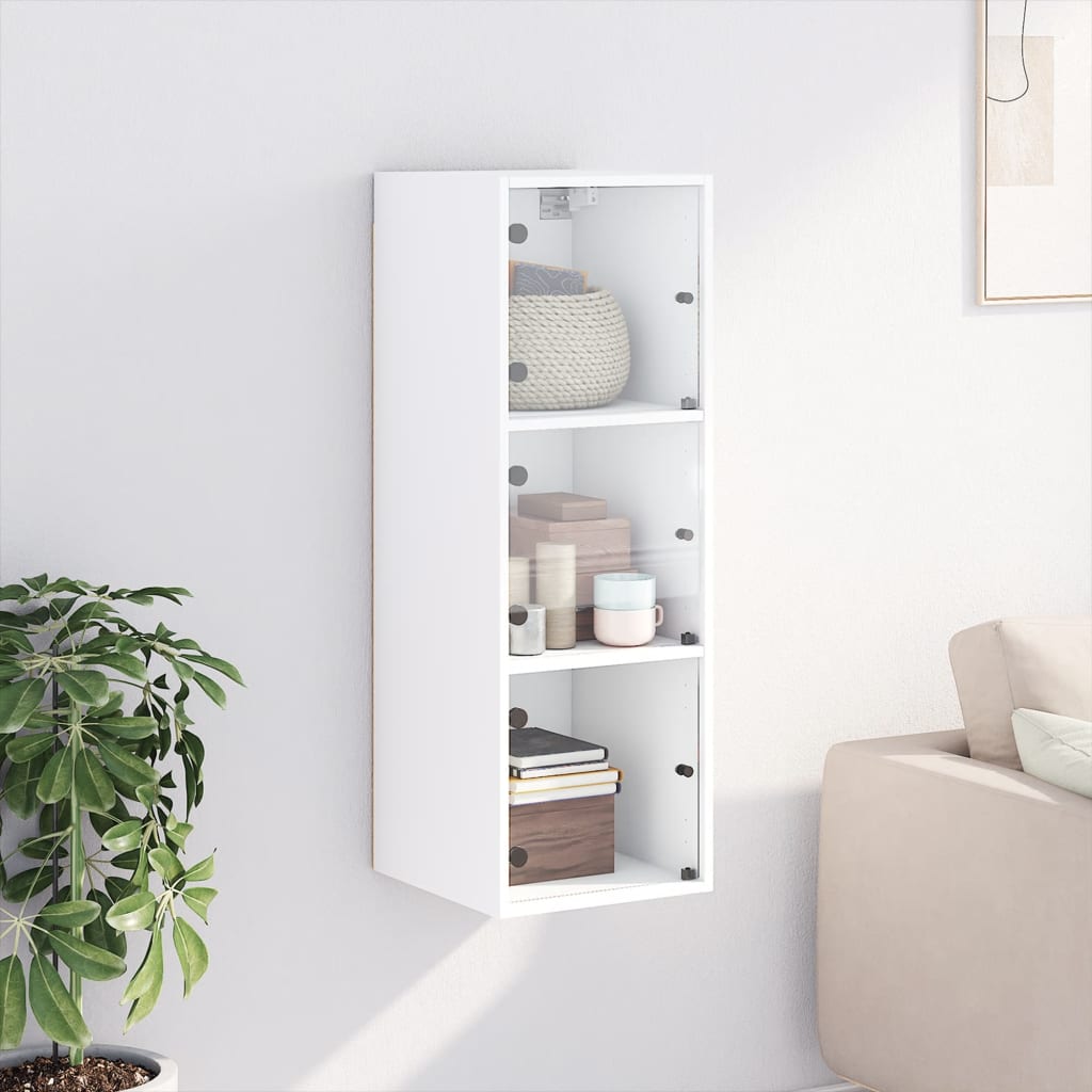 Armário de parede c/ portas de vidro 35x37x100 cm branco - Image 2