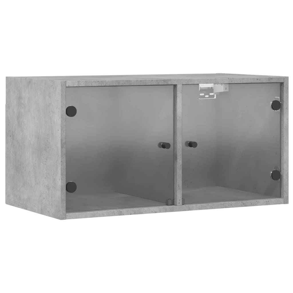 Armário parede c/ porta vidro 2 pcs 68,5x37x35 cm cinza cimento - Image 5
