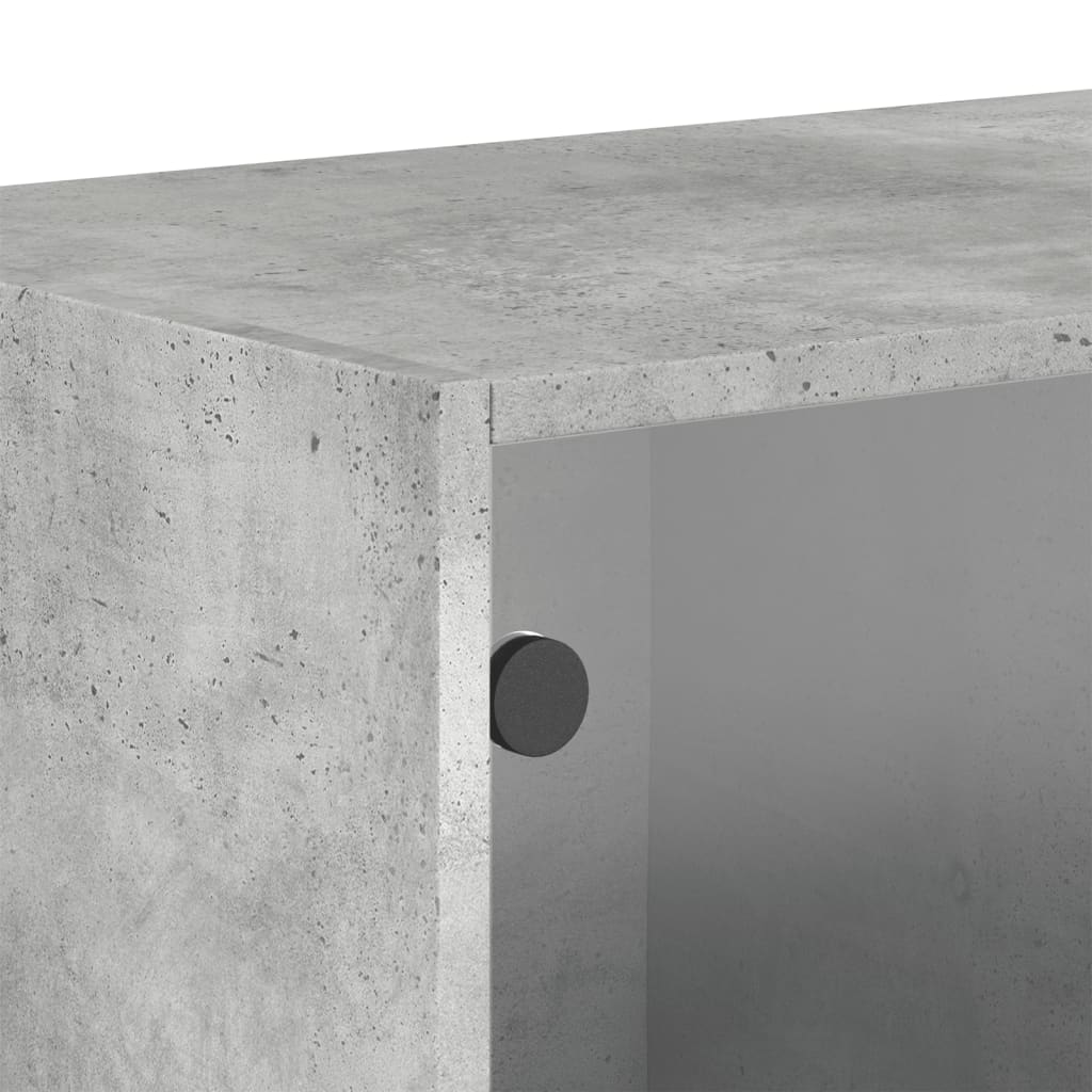 Armário parede c/ porta vidro 2 pcs 68,5x37x35 cm cinza cimento - Image 9