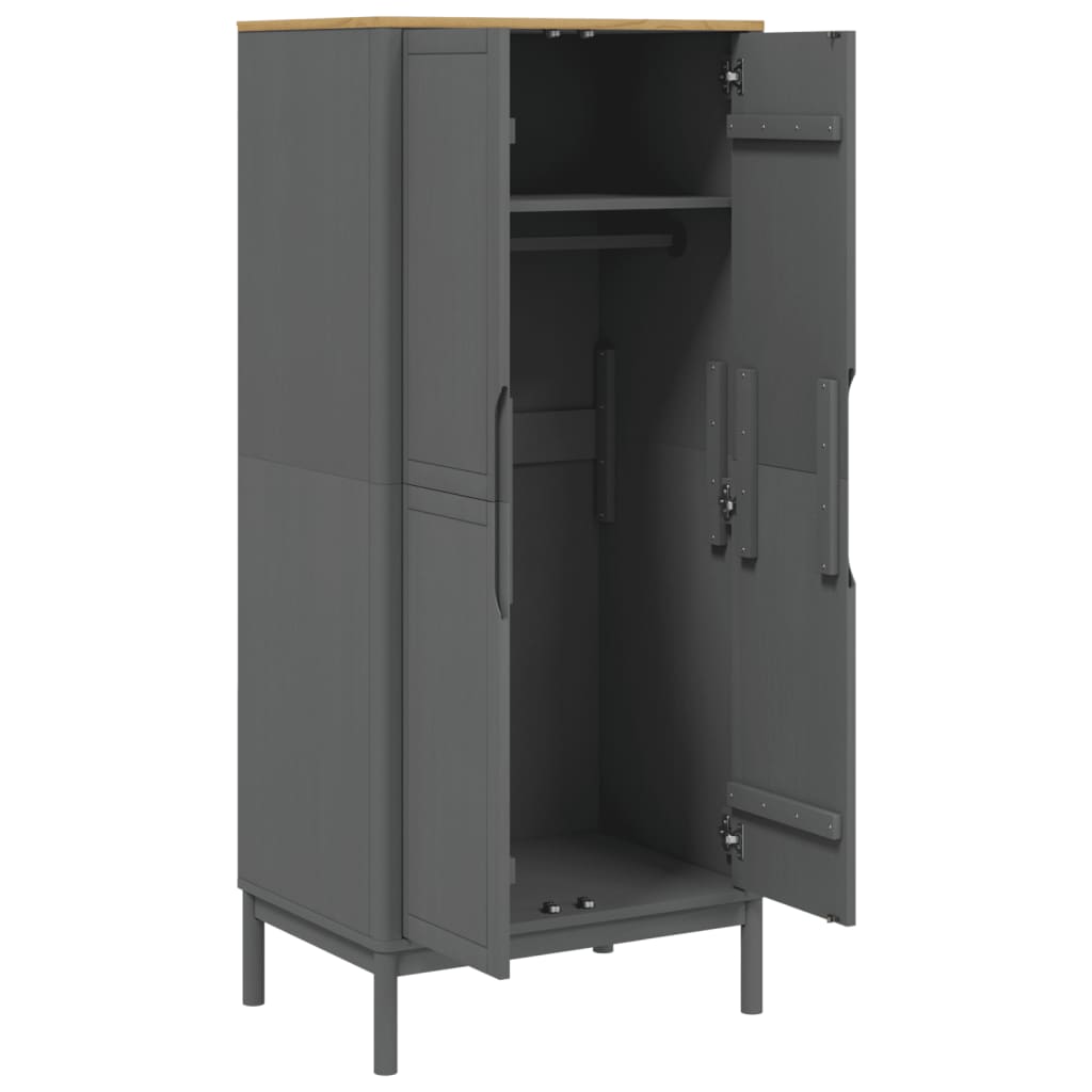 Roupeiro FLORO 77x53x171 cm madeira de pinho maciça cinzento - Image 7