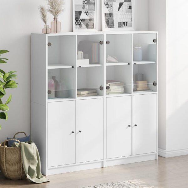 Estante c/ portas 136x37x142 cm derivados de madeira branco - Image 2