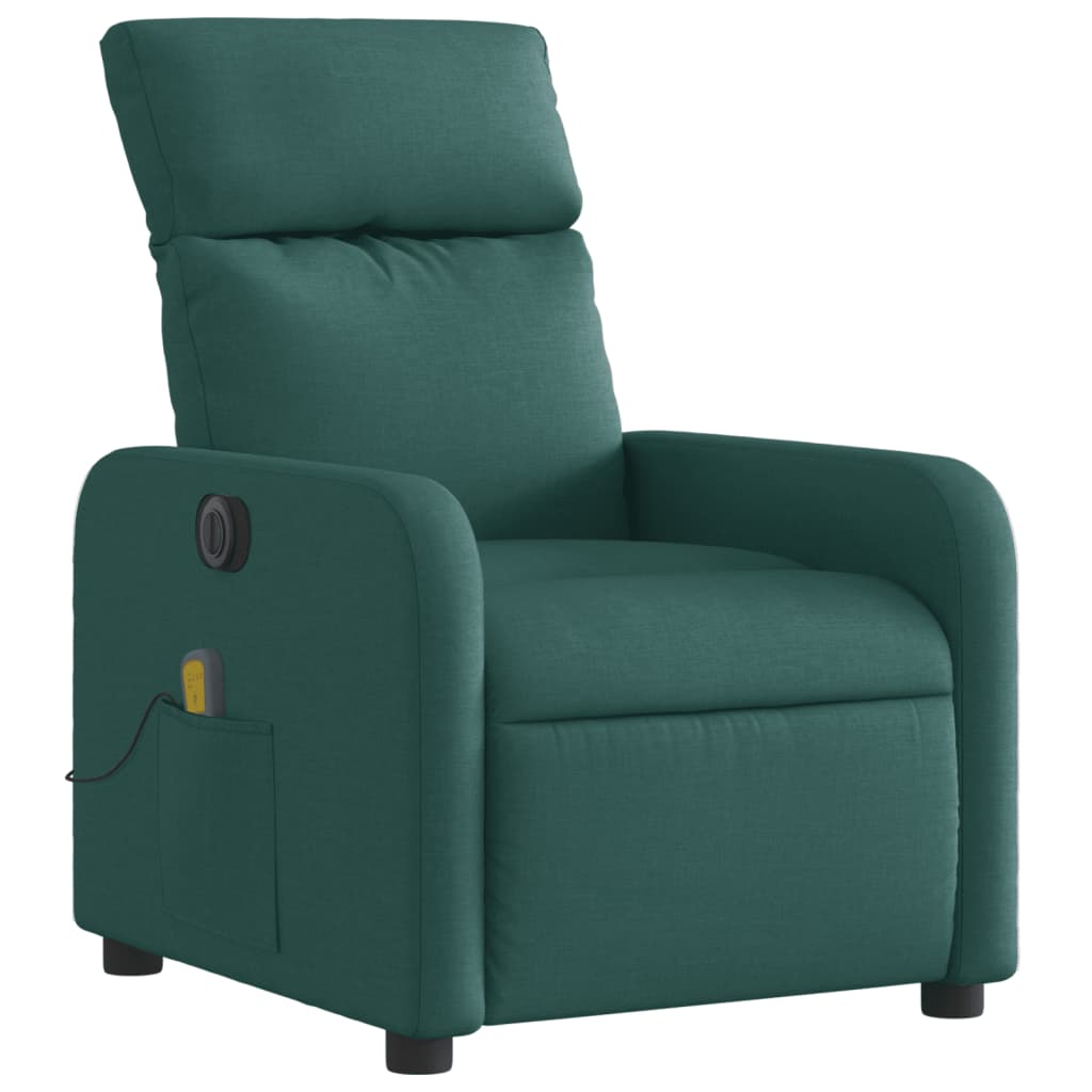 Poltrona reclinável de massagens elétrica tecido verde-escuro - Image 3