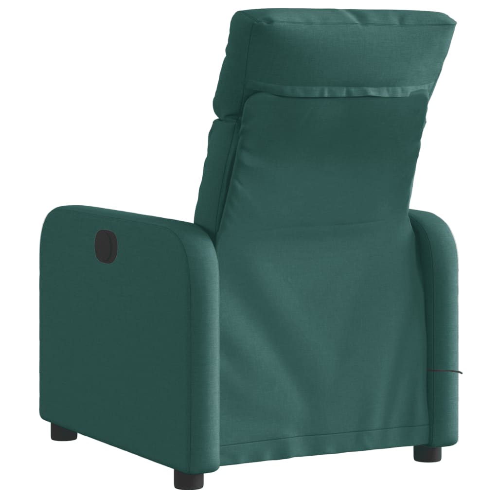 Poltrona reclinável de massagens elétrica tecido verde-escuro - Image 4