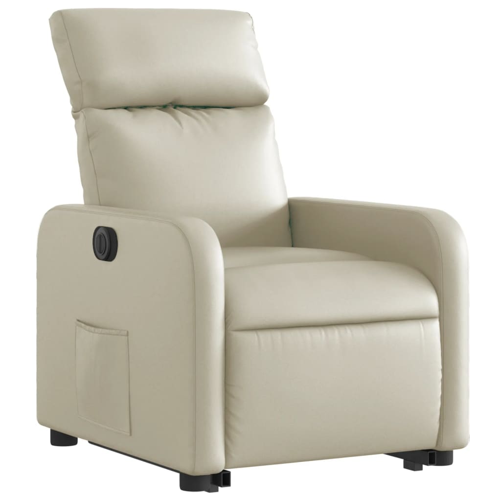 Poltrona reclinável elevatória elétrica couro artificial creme - Image 2