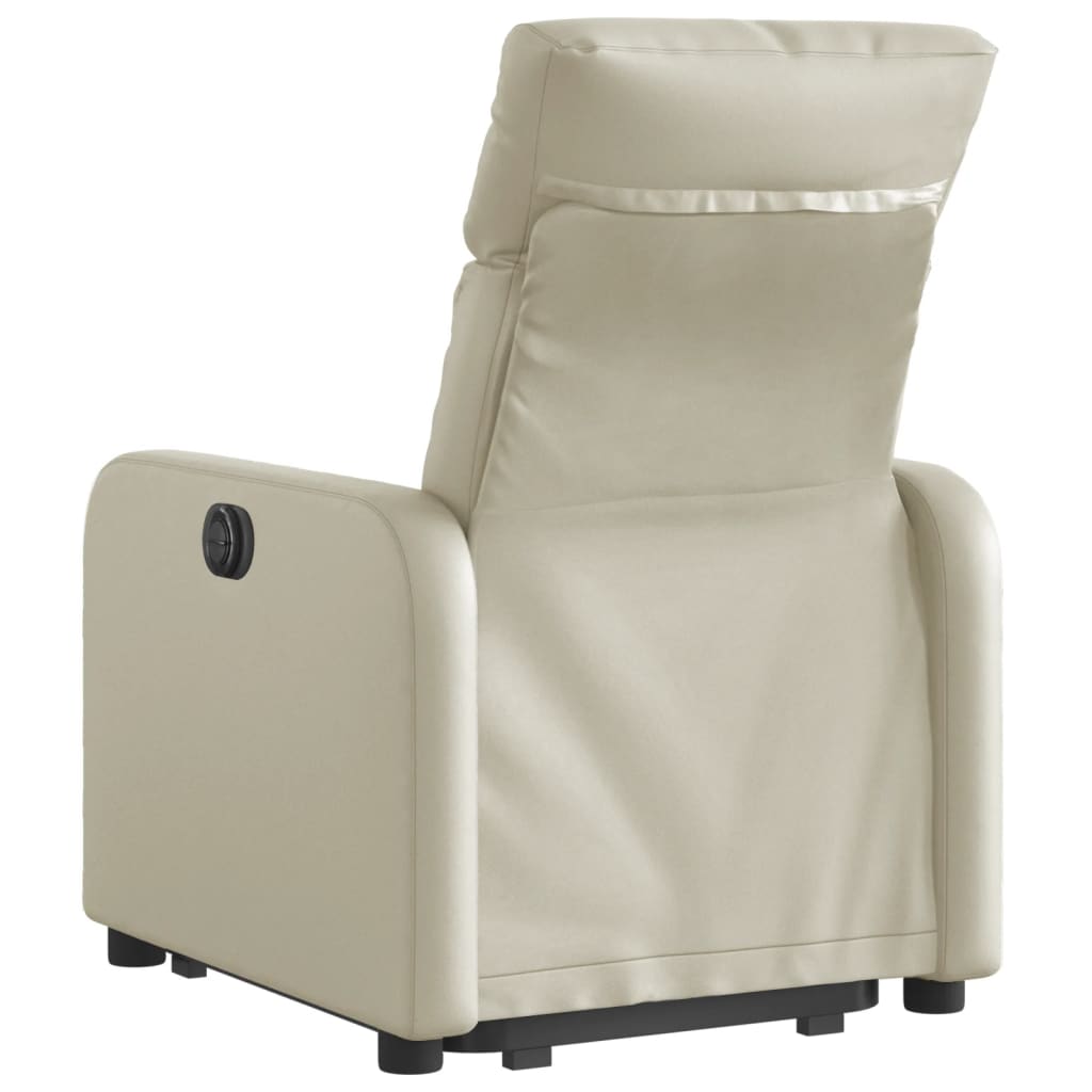 Poltrona reclinável elevatória elétrica couro artificial creme - Image 3