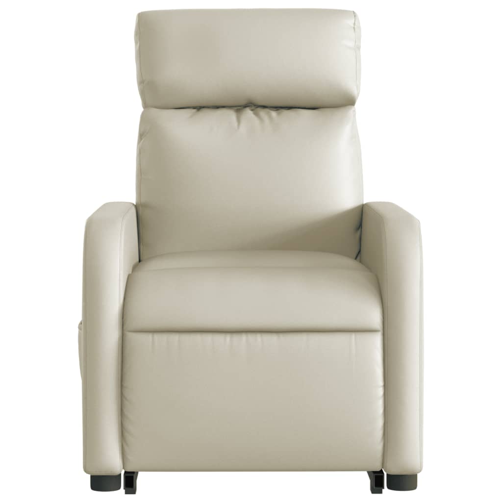 Poltrona reclinável elevatória elétrica couro artificial creme - Image 7
