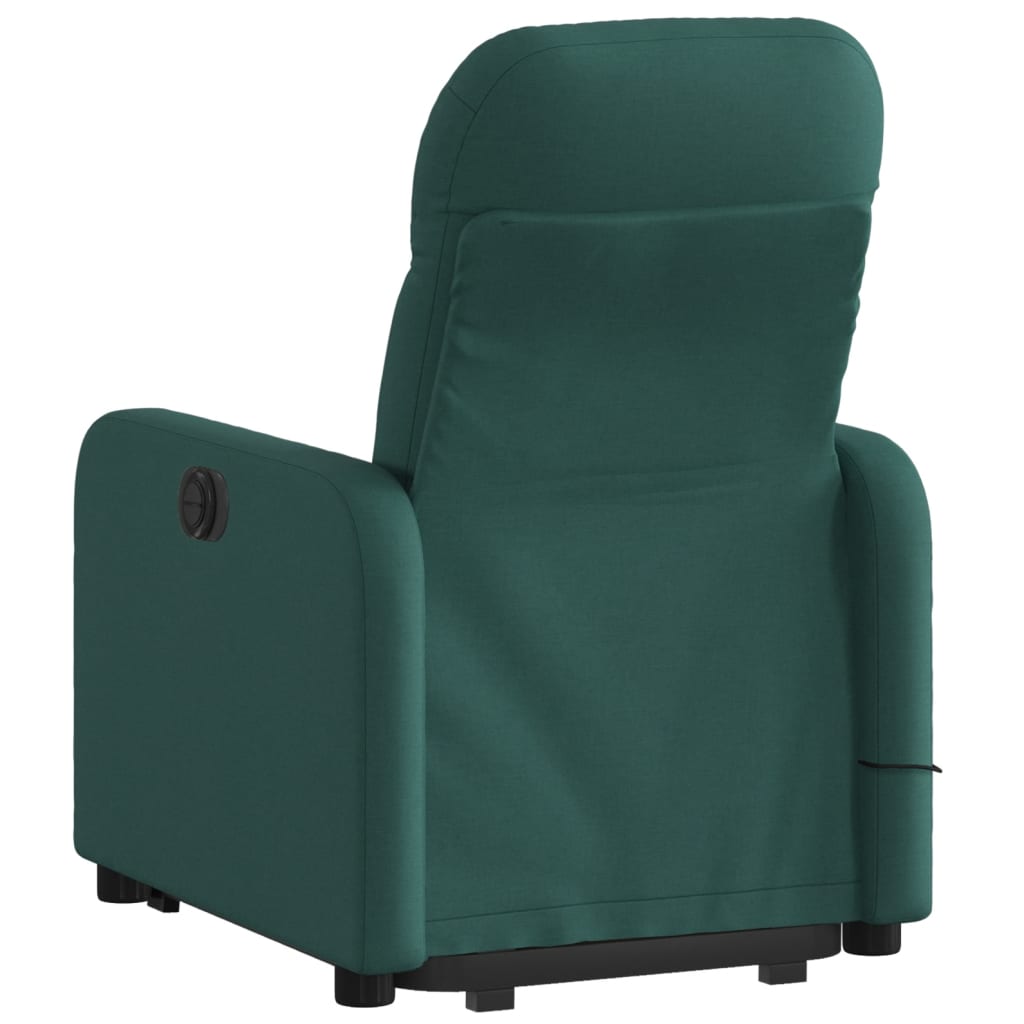 Poltrona reclinável elevatória de massagens tecido verde-escuro - Image 3