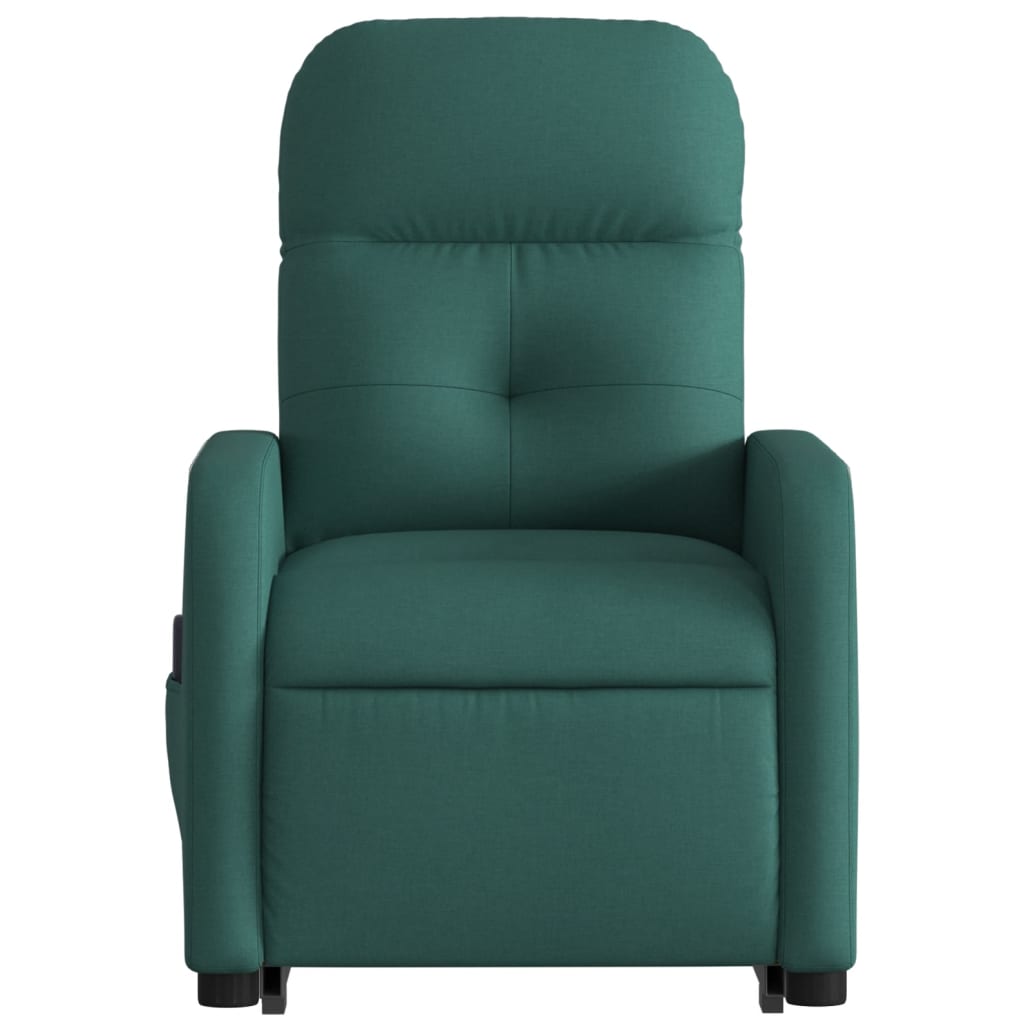 Poltrona reclinável elevatória de massagens tecido verde-escuro - Image 7