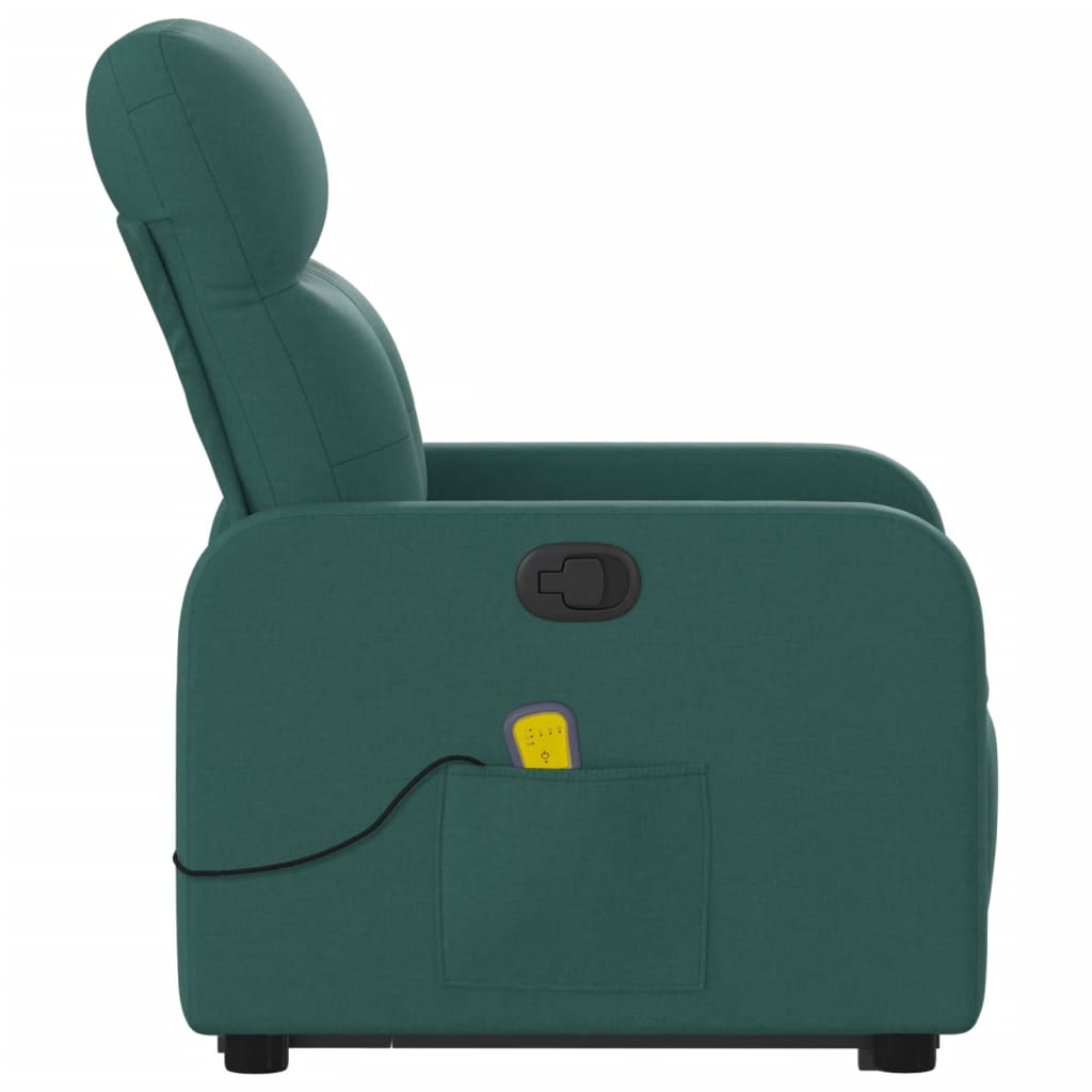 Poltrona reclinável elevatória de massagens tecido verde-escuro - Image 8