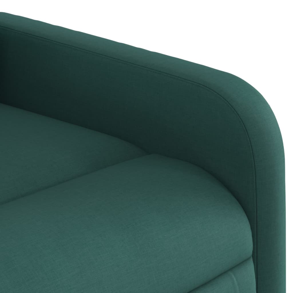 Poltrona reclinável elevatória de massagens tecido verde-escuro - Image 9