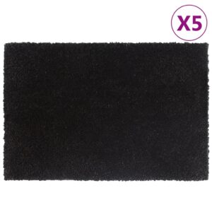 Tapetes porta 5 pcs 40x60 cm fibra coco tufada preto