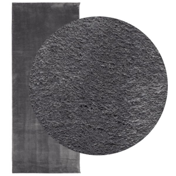 Tapete pelo curto macio e lavável HUARTE 80x200 cm antracite - Image 2