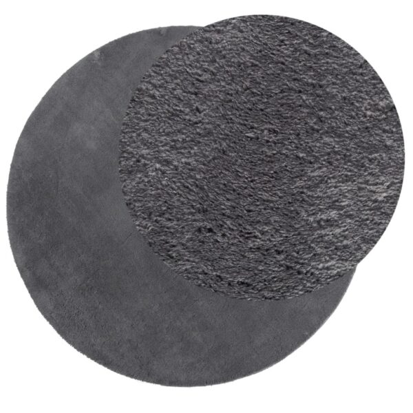 Tapete pelo curto macio e lavável HUARTE Ø 80 cm antracite - Image 2