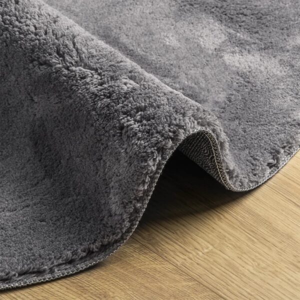 Tapete pelo curto macio e lavável HUARTE Ø 80 cm antracite - Image 5