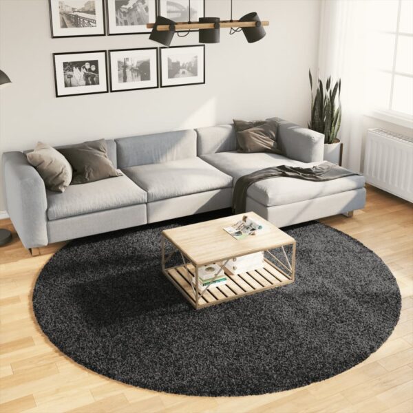 Tapete shaggy de pelo alto PAMPLONA Ø 240 cm antracite